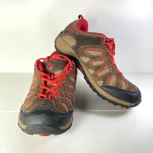 Merrell Performance Shoes Boys Sz 12 Brown Red Hiking Trail Outdoor EUC Comfort